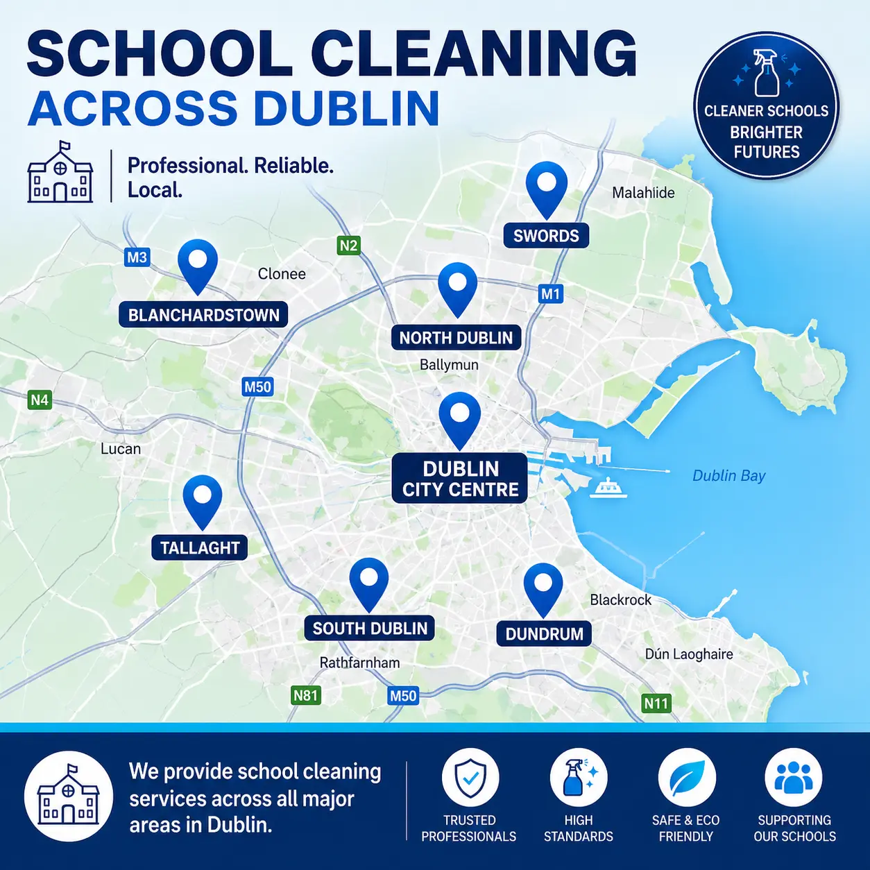 areas we serve in dublin for school cleaning